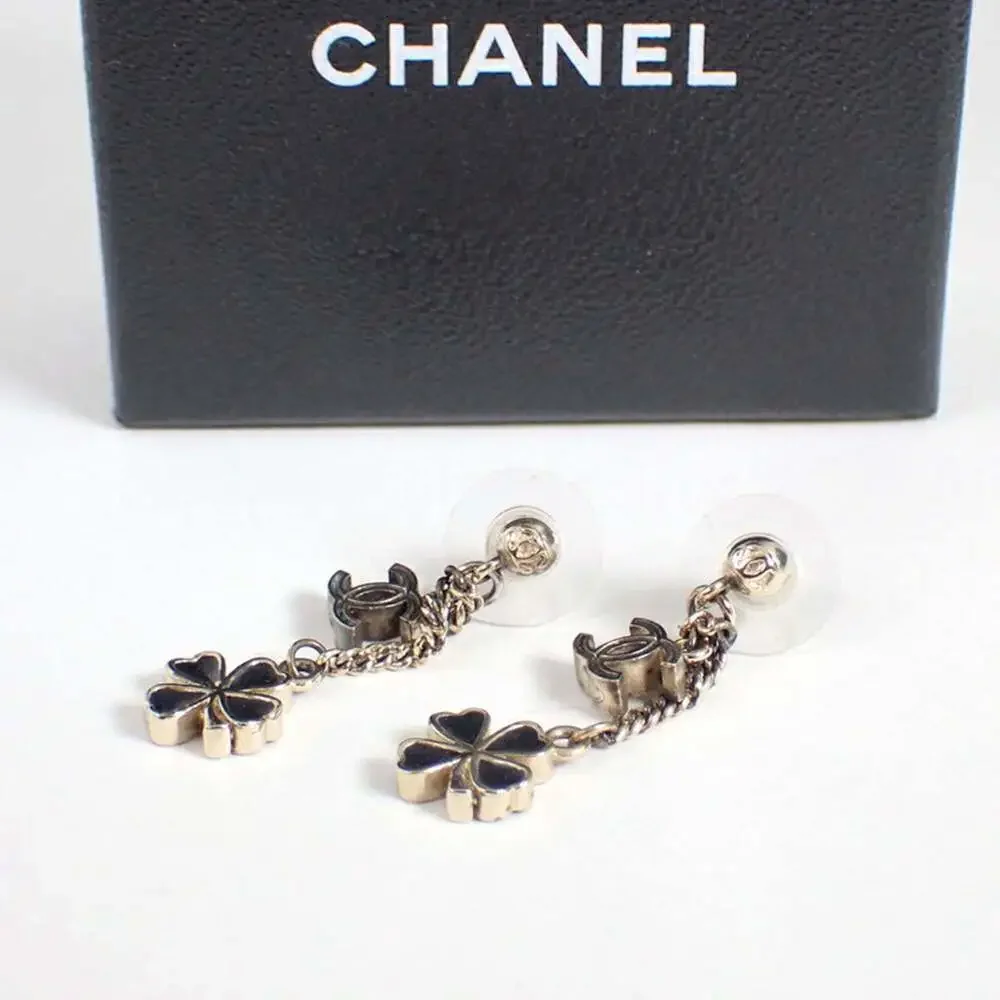 CHANEL Authentic Gold Logo Earrings